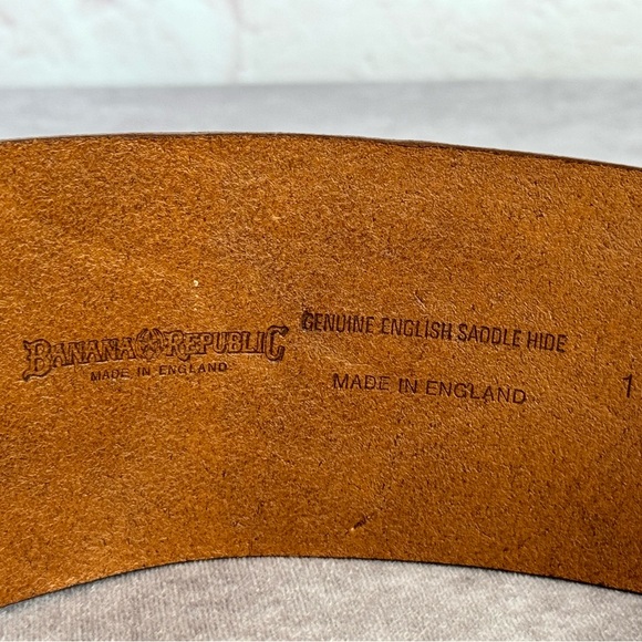 Banana Republic Genuine English Saddle Hide Wide Vintage Belt 75/30 - Picture 7 of 8